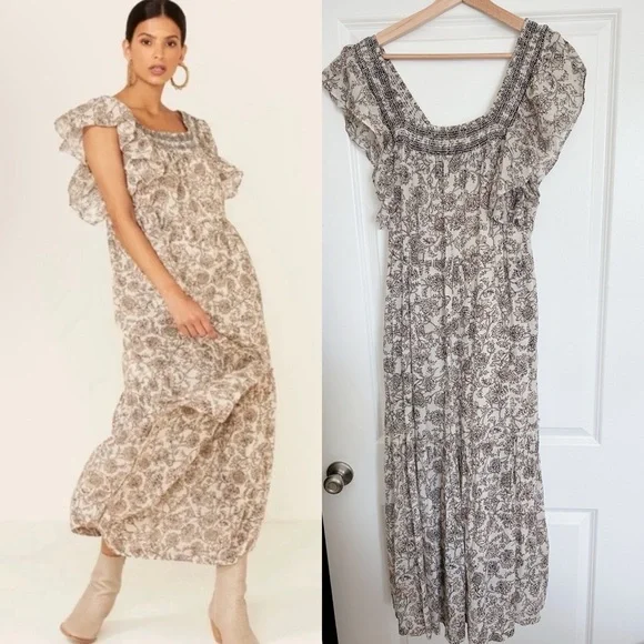 Free People Bonita Floral Midi Dress Sz M - Picture 4 of 6